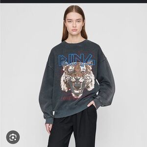 Anine Bing graphic washed gray tiger sweatshirt size medium
